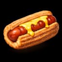 Churro hot dog sandwich with cheese