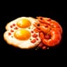 Fried eggs with red prawn