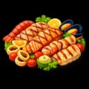 Grilled fish and seafood platter