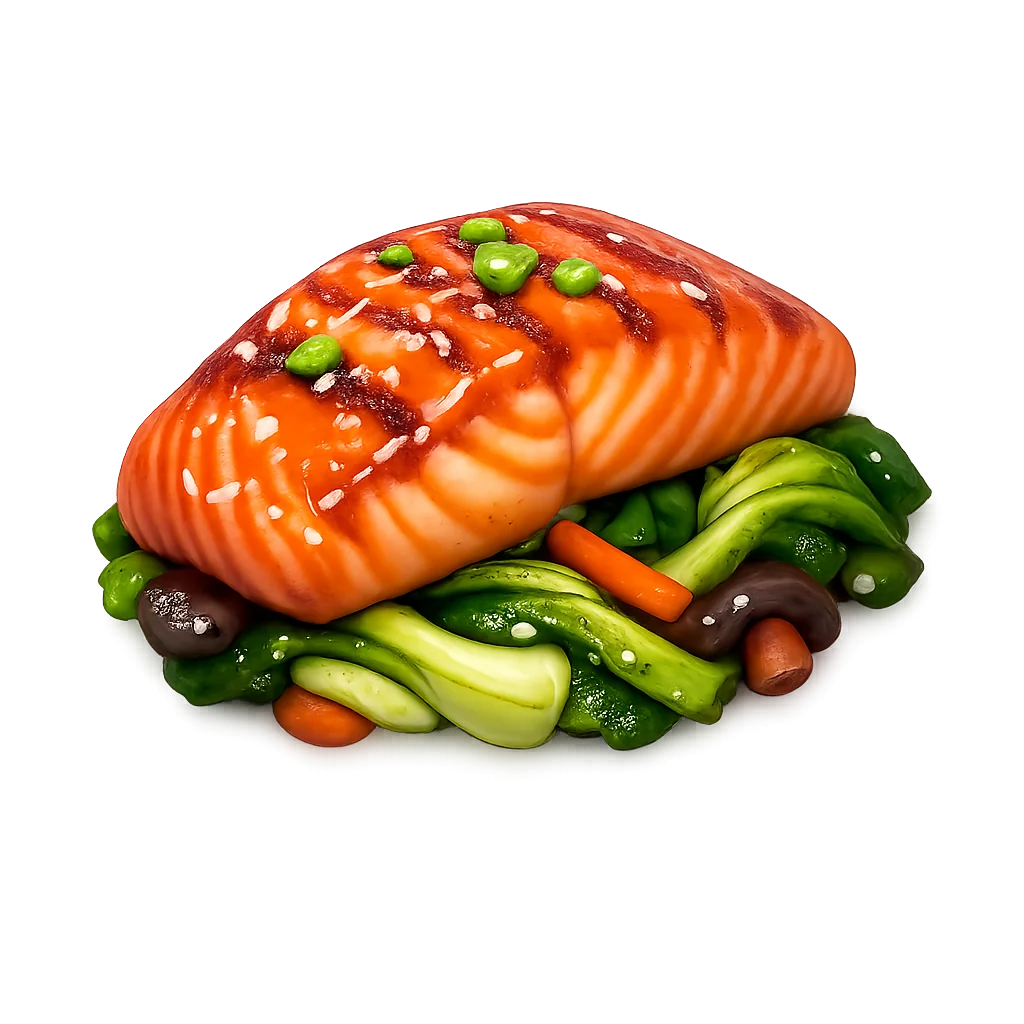 Baked Salmon with Miso and Thai Style Vegetables
