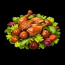 Pickled quail and chestnuts salad