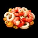 Sautéed prawns and squid with roasted garlic