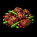 Diced sirloin steak with sautéed onions
